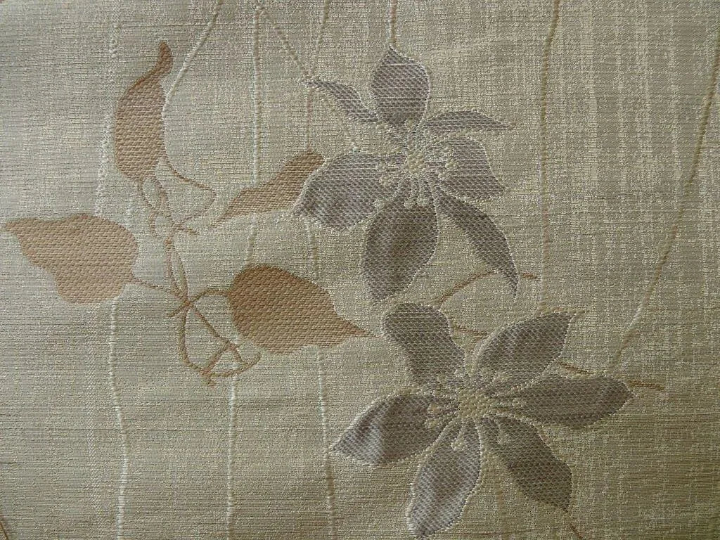 HiEND 100%SILK LAMPAS DECO VINE FLOWER "SAFARI" SILVER