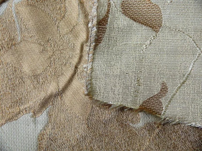 by yard High End100%silk Lampas Deco Vine Flower "safari" Silver Gray Brown Beige  MSRP USD 360/y