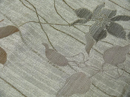 by yard High End100%silk Lampas Deco Vine Flower "safari" Silver Gray Brown Beige  MSRP USD 360/y