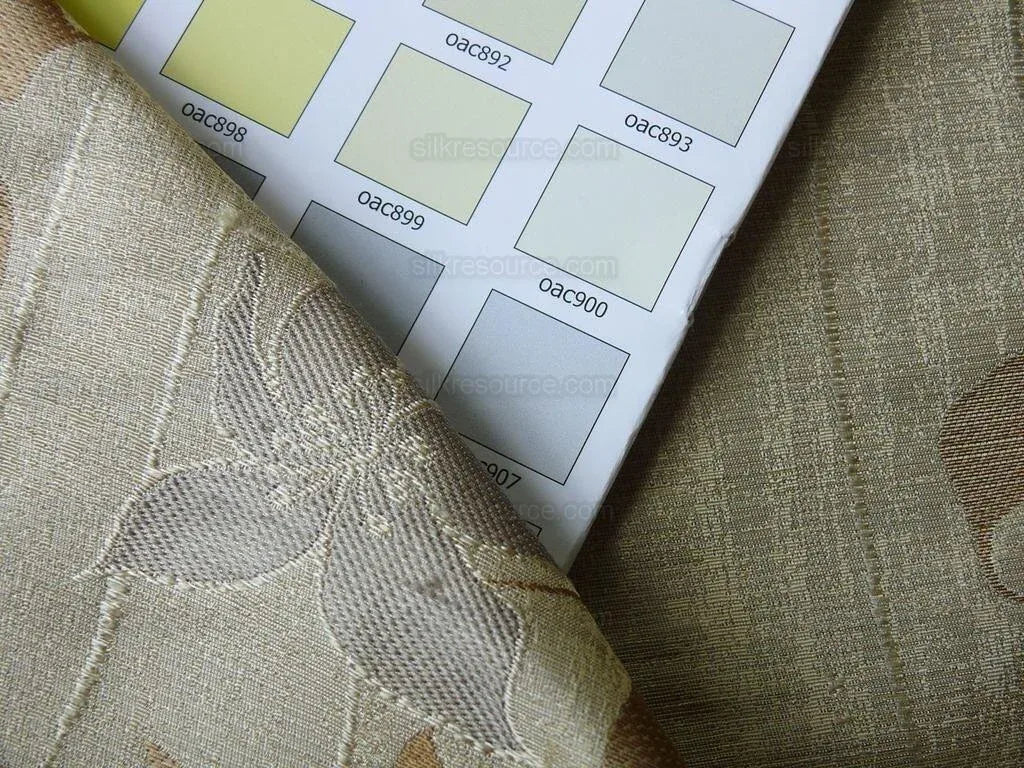 by yard High End100%silk Lampas Deco Vine Flower "safari" Silver Gray Brown Beige  MSRP USD 360/y