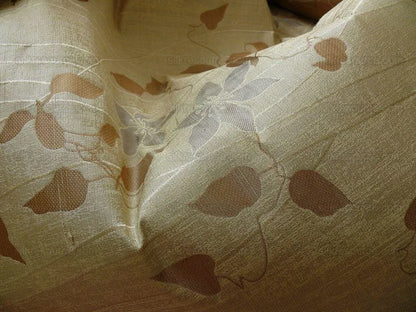 by yard High End100%silk Lampas Deco Vine Flower "safari" Silver Gray Brown Beige  MSRP USD 360/y