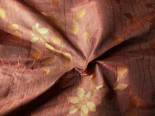 HiEND 100%SILK LAMPAS DECO VINE FLOWER MEXICO COPPER BTY