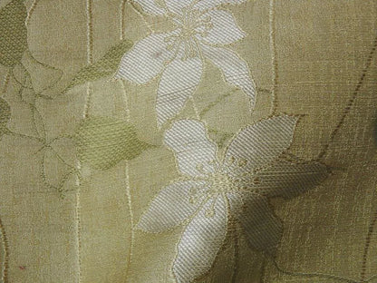 High End 100%silk Lampas Deco Vine Flower "butter" Gold White Green MSRP USD 360/y