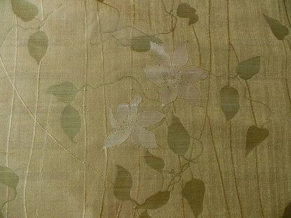 High End 100%silk Lampas Deco Vine Flower "butter" Gold White Green MSRP USD 360/y