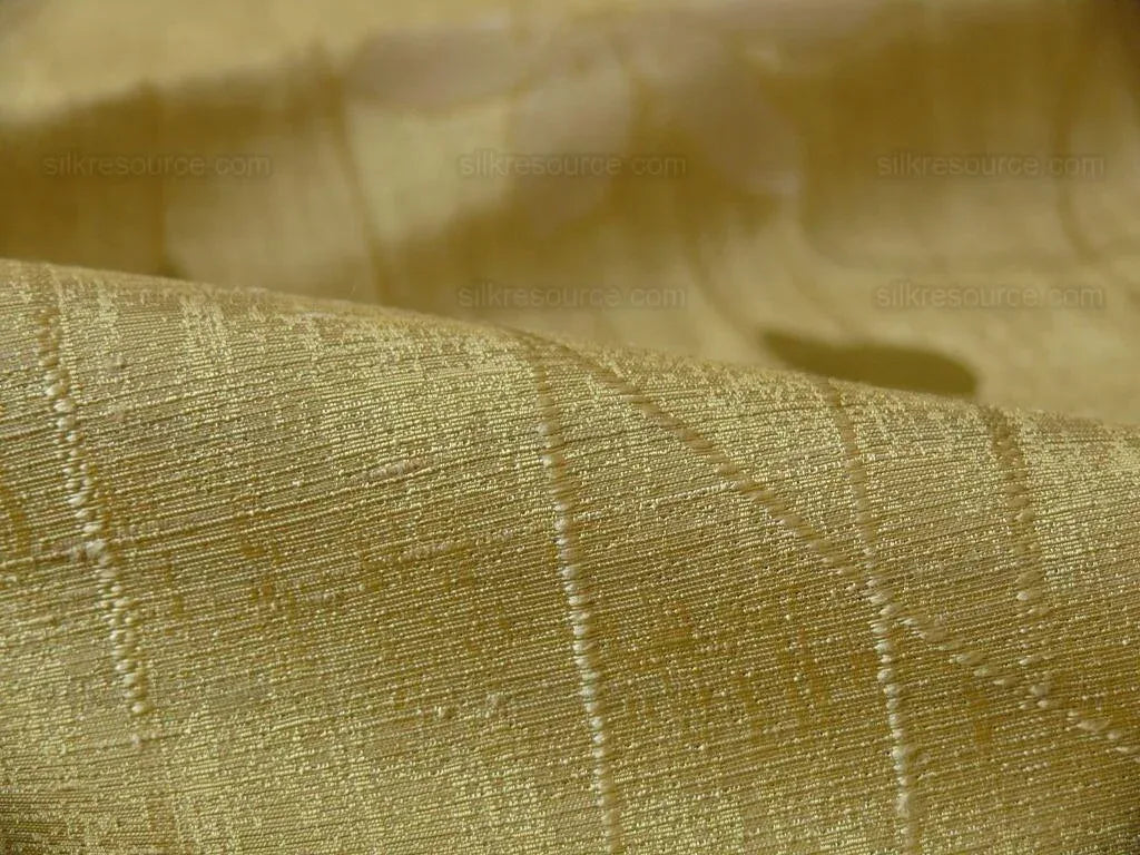 High End 100%silk Lampas Deco Vine Flower "butter" Gold White Green MSRP USD 360/y