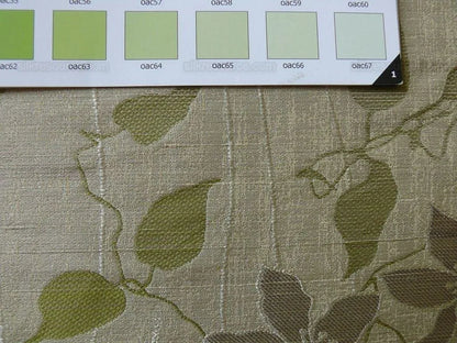 High End 100%silk Lampas Deco Vine Flower "sprig" Silver Gray Green Beige  MSRP USD 360/y