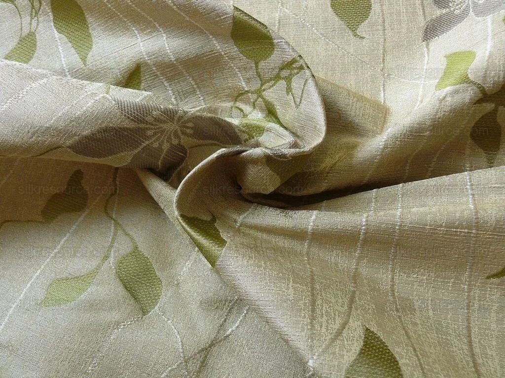 HiEND 100%SILK LAMPAS DECO VINE FLOWER "SPRIG" SILVER