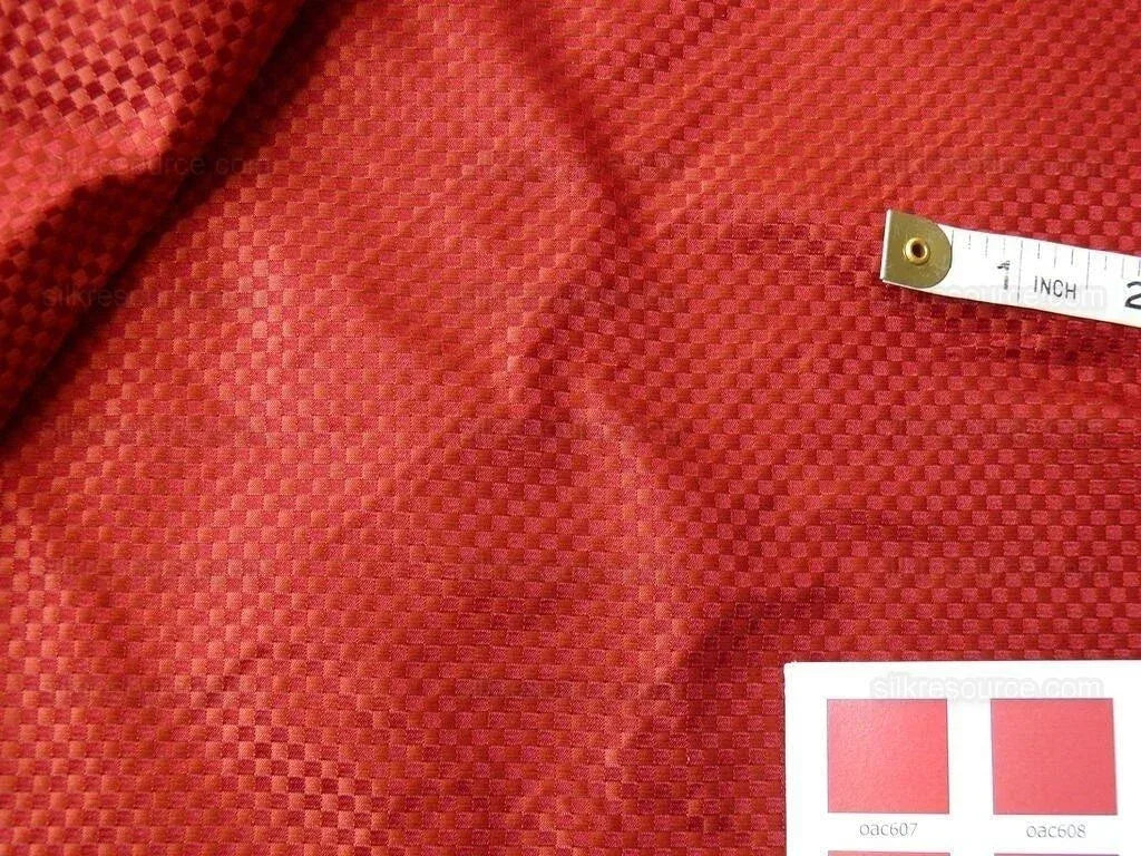 High End 100% Silk Mini Check "mandarin" Red  Crimson Gold Heavy! MSRP USD275/Y