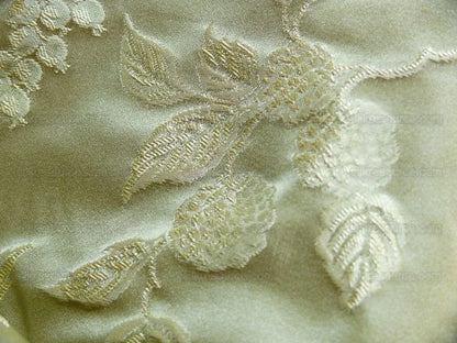 By yard 100% Silk Damask Summer Berry Vine Parsley Green Nimbus Art Nouveau William Morris