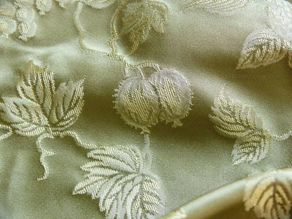 By yard 100% Silk Damask Summer Berry Vine Parsley Green Nimbus Art Nouveau William Morris