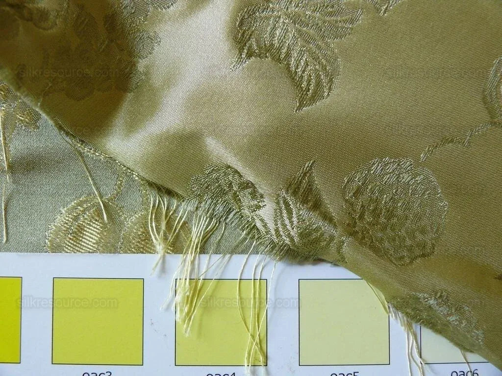 By yard 100% Silk Damask Summer Berry Vine Parsley Green Nimbus Art Nouveau William Morris