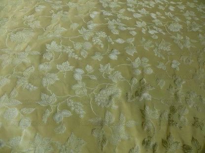 By yard 100% Silk Damask Summer Berry Vine Parsley Green Nimbus Art Nouveau William Morris