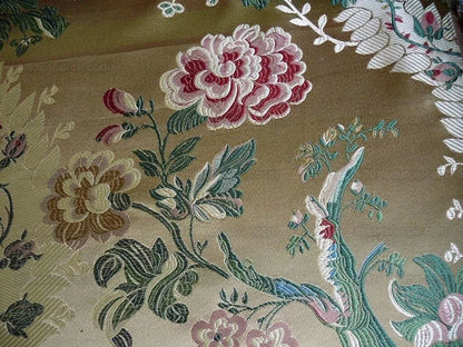 by yard Palais Brocade 100%silk Lampas Gold Green Red