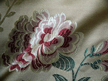 by yard Palais Brocade 100%silk Lampas Gold Green Red