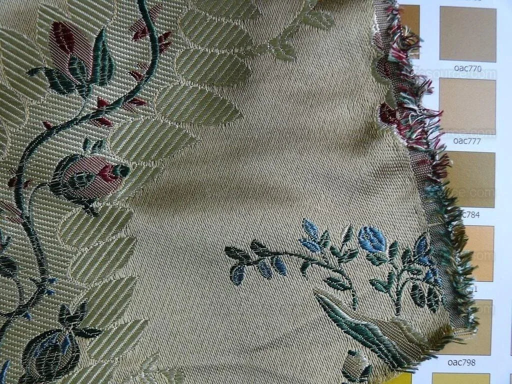 by yard Palais Brocade 100%silk Lampas Gold Green Red