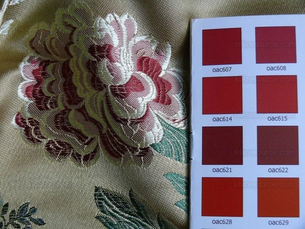 by yard Palais Brocade 100%silk Lampas Gold Green Red