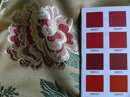 by yard Palais Brocade 100%silk Lampas Gold Green Red