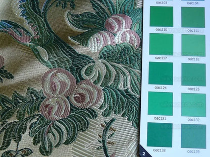 by yard Palais Brocade 100%silk Lampas Gold Green Red