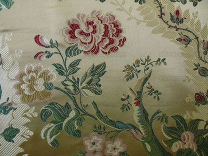 by yard Palais Brocade 100%silk Lampas Gold Green Red