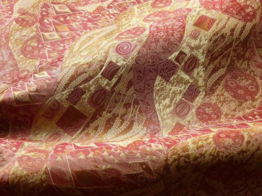 Bty Klimt In 100% Silk Lampas! Art Deco "440 Mulberry" Red Pink MSRP USD 275/y