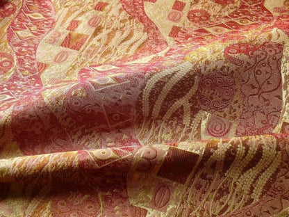 Bty Klimt In 100% Silk Lampas! Art Deco "440 Mulberry" Red Pink MSRP USD 275/y