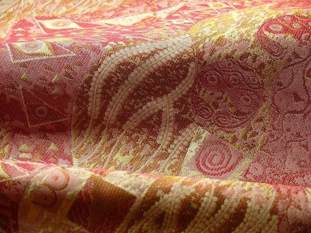 Bty Klimt In 100% Silk Lampas! Art Deco "440 Mulberry" Red Pink MSRP USD 275/y