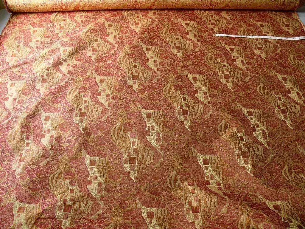 Bty Klimt In 100% Silk Lampas! Art Deco "440 Mulberry" Red Pink MSRP USD 275/y