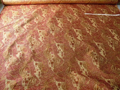 Bty Klimt In 100% Silk Lampas! Art Deco "440 Mulberry" Red Pink MSRP USD 275/y