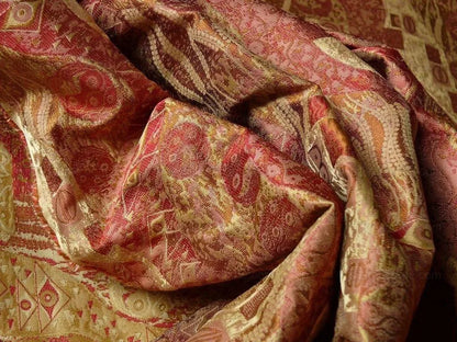 Bty Klimt In 100% Silk Lampas! Art Deco "440 Mulberry" Red Pink MSRP USD 275/y
