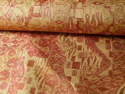 Bty Klimt In 100% Silk Lampas! Art Deco "440 Mulberry" Red Pink MSRP USD 275/y