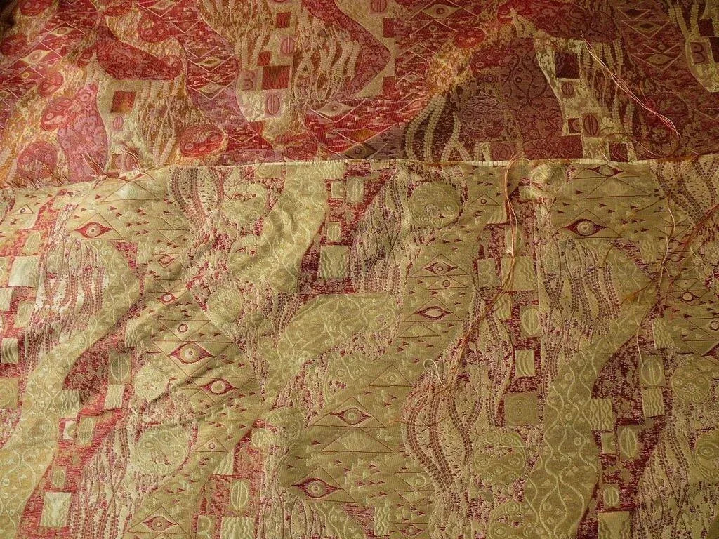 Bty Klimt In 100% Silk Lampas! Art Deco "440 Mulberry" Red Pink MSRP USD 275/y