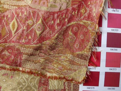 Bty Klimt In 100% Silk Lampas! Art Deco "440 Mulberry" Red Pink MSRP USD 275/y