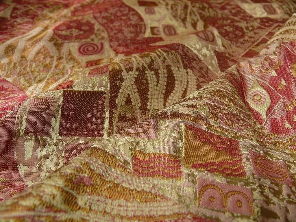 Bty Klimt In 100% Silk Lampas! Art Deco "440 Mulberry" Red Pink MSRP USD 275/y