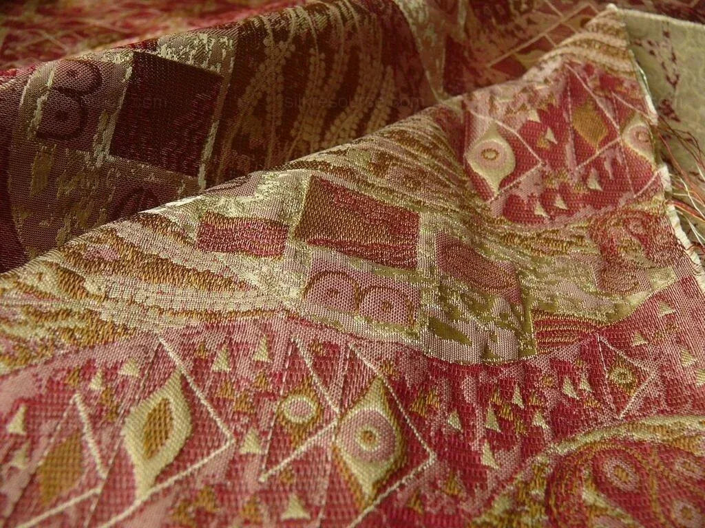 Bty Klimt In 100% Silk Lampas! Art Deco "440 Mulberry" Red Pink MSRP USD 275/y