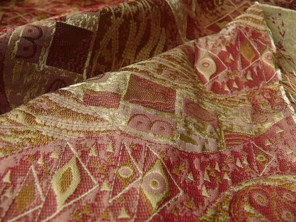 Bty Klimt In 100% Silk Lampas! Art Deco "440 Mulberry" Red Pink MSRP USD 275/y