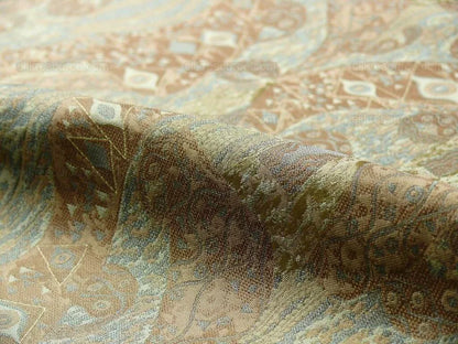 Bty Klimt 100% Silk Lampas! Art Deco "fir Tree" Green Blue MSRP USD 275/y