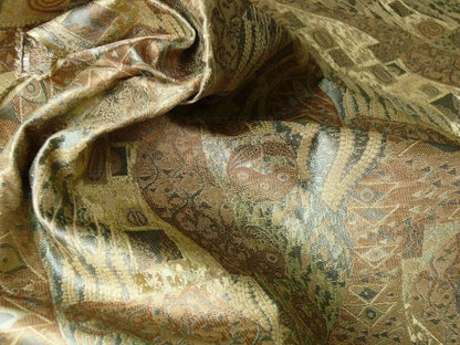 Bty Klimt 100% Silk Lampas! Art Deco "fir Tree" Green Blue MSRP USD 275/y