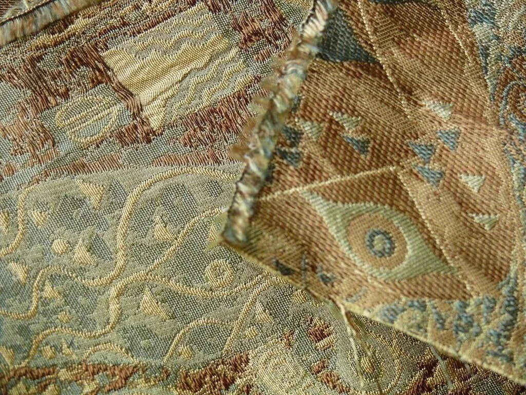 Bty Klimt 100% Silk Lampas! Art Deco "fir Tree" Green Blue MSRP USD 275/y