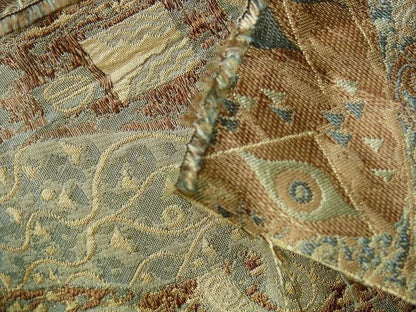 Bty Klimt 100% Silk Lampas! Art Deco "fir Tree" Green Blue MSRP USD 275/y