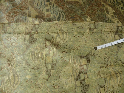 Bty Klimt 100% Silk Lampas! Art Deco "fir Tree" Green Blue MSRP USD 275/y