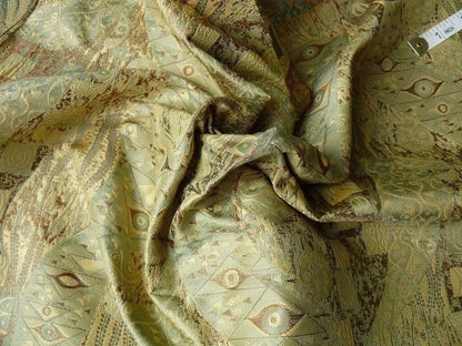 Bty Klimt 100% Silk Lampas! Art Deco "fir Tree" Green Blue MSRP USD 275/y