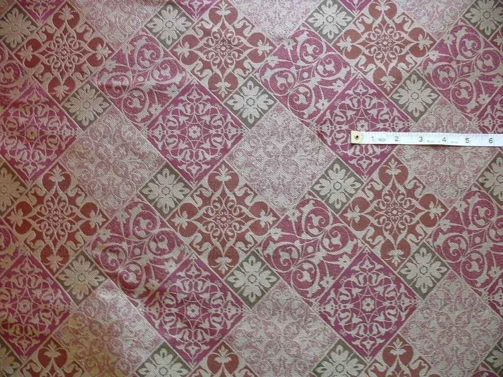 Kravet 100% Silk Lampas Asian Tile "plum" Red Gold Bty MSRP USD 216