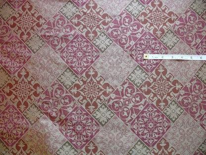 Kravet 100% Silk Lampas Asian Tile "plum" Red Gold Bty MSRP USD 216