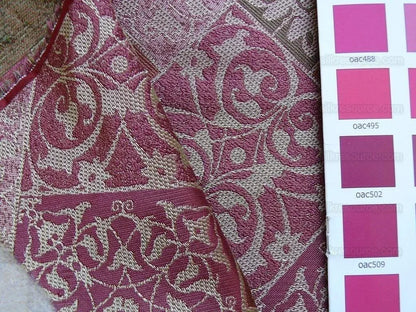Kravet 100% Silk Lampas Asian Tile "plum" Red Gold Bty MSRP USD 216
