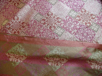 Kravet 100% Silk Lampas Asian Tile "plum" Red Gold Bty MSRP USD 216