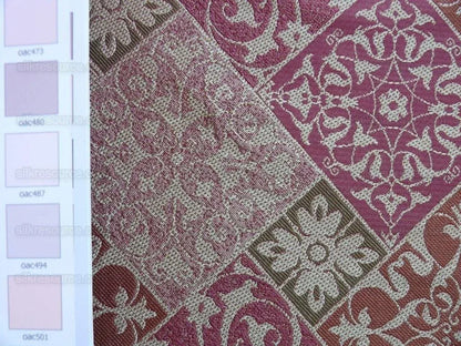 Kravet 100% Silk Lampas Asian Tile "plum" Red Gold Bty MSRP USD 216