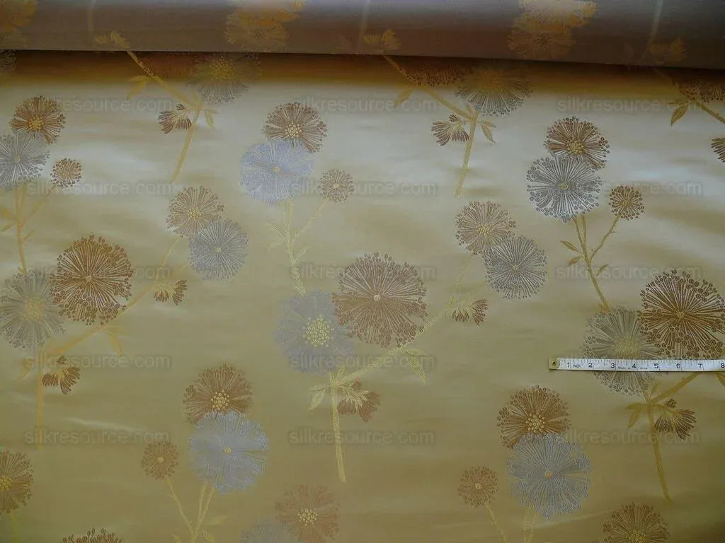 Bty Stunner!100%silk Lampas Satin Mod Branch Tree"flax" Beige