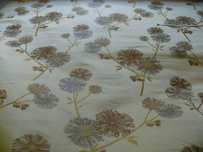 Bty Stunner!100%silk Lampas Satin Mod Branch Tree"flax" Beige