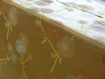 Bty Stunner!100%silk Lampas Satin Mod Branch Tree"flax" Beige