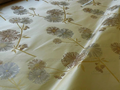 Bty Stunner!100%silk Lampas Satin Mod Branch Tree"flax" Beige